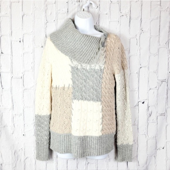 Sundance Sweaters - ❄️Sundance neutral patchwork cowlneck lambswool sweater top